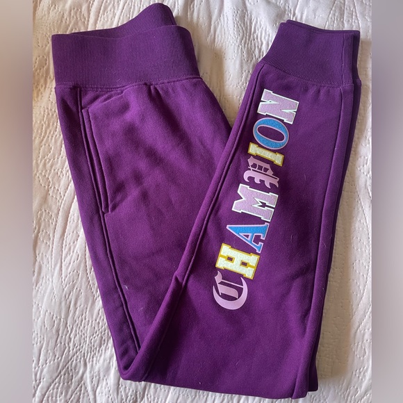 Purple Champion jogger style sweatpants - Picture 1 of 2